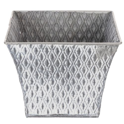 Zinken pot met diamantpatroon, H15cm | Floristik24.nl