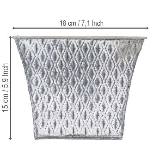 Zinken pot met diamantpatroon, H15cm | Floristik24.nl