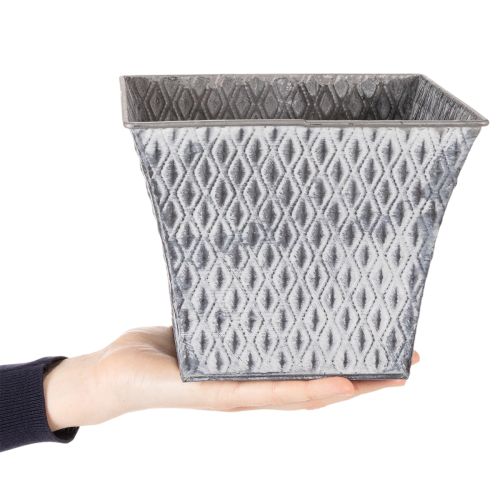 Zinken pot met diamantpatroon, H15cm | Floristik24.nl