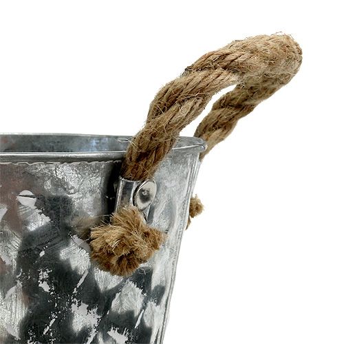 Floristik24 Zinkpot met touwgrepen Ø12cm H10cm