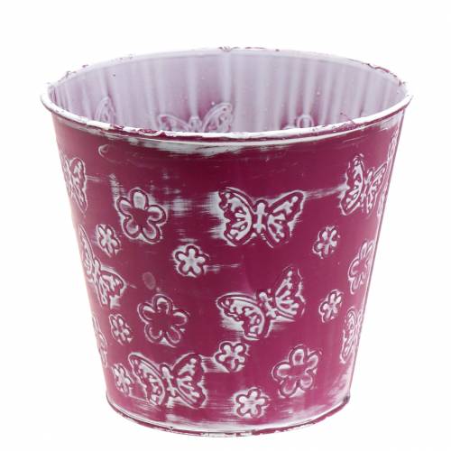 Floristik24 Zinken pot met vlinders roze Ø18cm H17.5cm