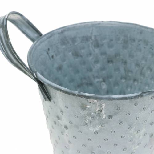 Floristik24 Zinkpot met grepen grijs gestippeld Ø12cm H10cm