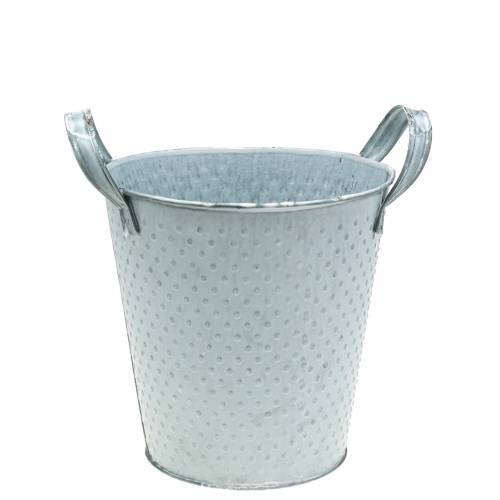 Zink Pot met Handgrepen Grijs Gevlekt Ø14cm H13cm