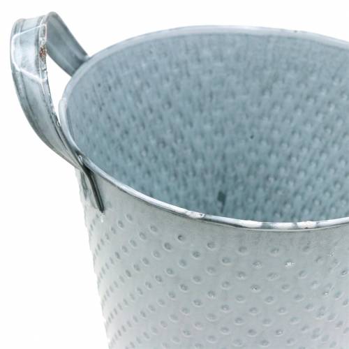 Floristik24 Zink Pot met Handgrepen Grijs Gevlekt Ø14cm H13cm