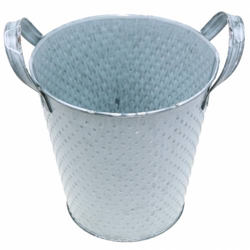 Floristik24 Zink Pot met Handgrepen Grijs Gevlekt Ø14cm H13cm