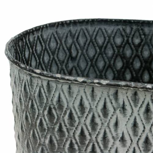Floristik24 Zinkpot met ruitpatroon ovaal 23cm x 15cm / 21.5cm x 14cm 2st