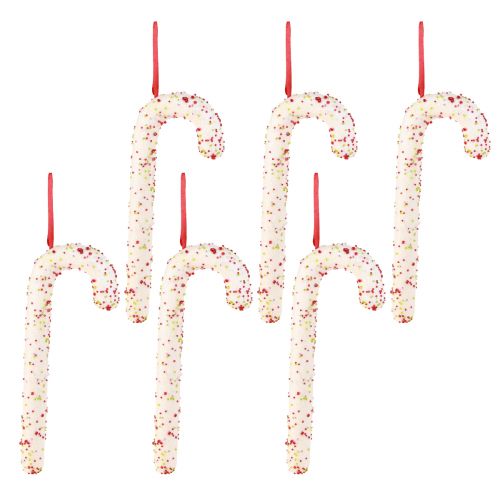 Artikel Snoepriet decoratiehanger wit glitter kleurrijk H30cm 4st