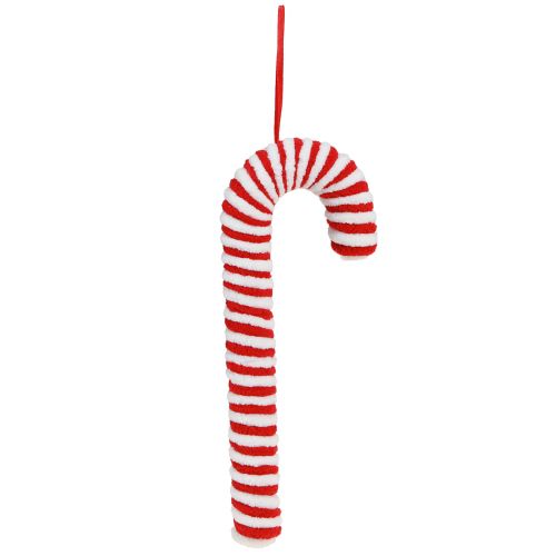 Artikel Snoepstokken decoratie Kerst rood wit fleece H22cm 6 st