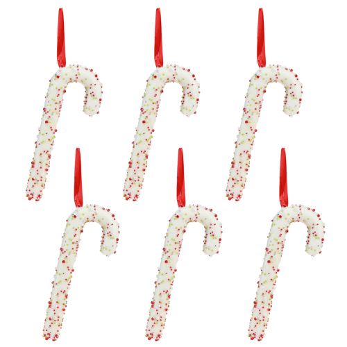 Artikel Snoepstokdecoratie om op te hangen in wit, kleurrijk, H20cm, 6 stuks