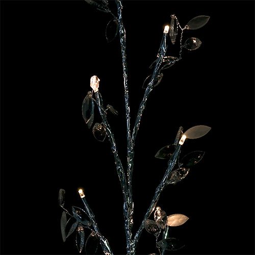 Floristik24 Tak zilver met bladeren LED 75cm set van 2