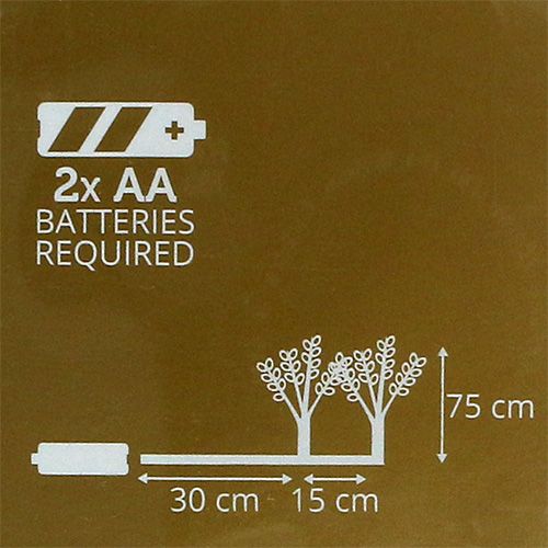 Floristik24 Tak zilver met bladeren LED 75cm set van 2