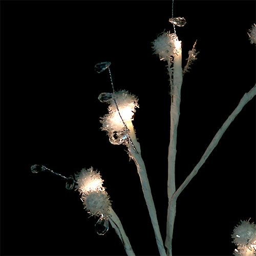 Floristik24 Tak wit met sneeuwbal LED 75cm set van 2