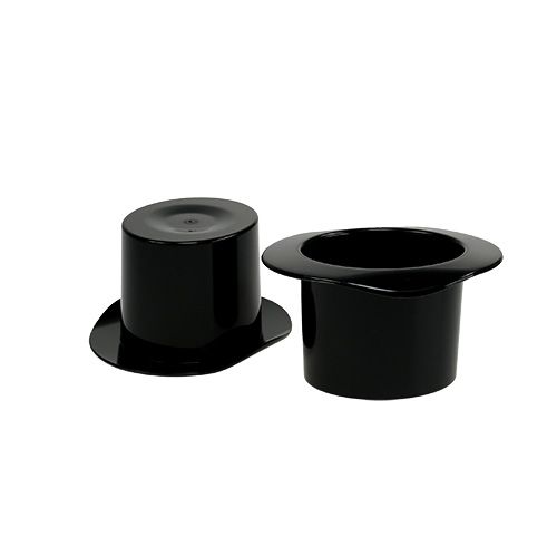 Artikel Decoratieve cilinder zwart, Oudjaarsavond, hoed als plantenbak H5,5cm 12 stuks