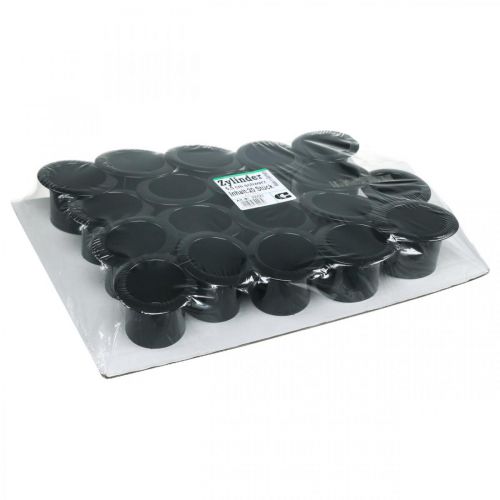 Artikel Decoratieve cilinder, oudejaarsdecoratie, plantenhoed, plantenbak Nieuwjaar Zwart H5cm L12cm 20 st