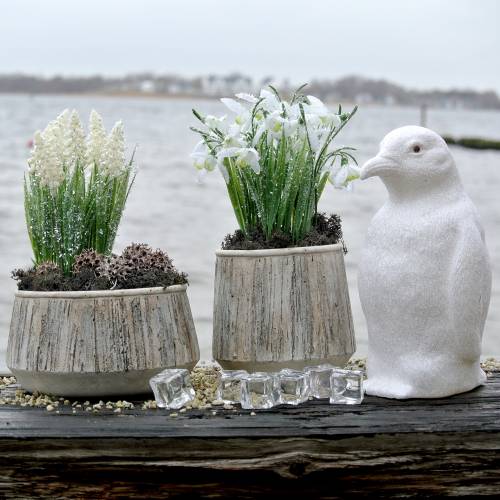 Floristik24 Plantenbak natuur gestreept zwaar Ø14cm 2 stuks