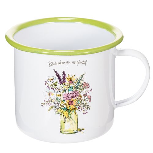 Decoratieve mok/plantenpot, geëmailleerd, Ø11,5 cm H10 cm | Floristik24.nl