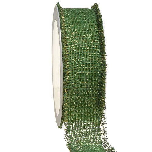 Lint groen goud franjelint sieradenlint B40mm L15m
