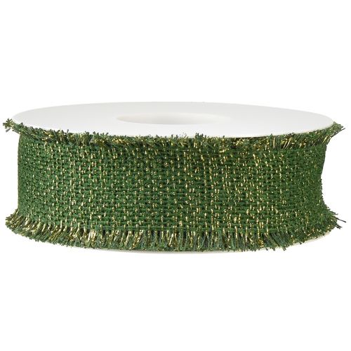 Artikel Lint groen goud franjelint sieradenlint B40mm L15m