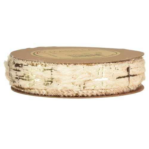 Artikel Lint met bont sierlint crème goud imitatiebont 25mm 15m