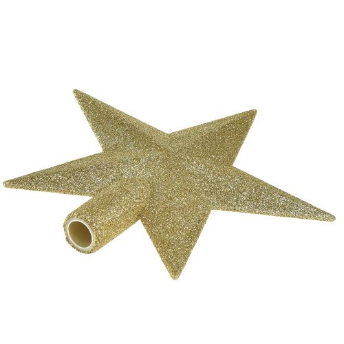 Artikel Glinsterende gouden boomtopper 19cm Ø - onbreekbaar en sprankelend, ideaal voor feestelijke kerstbomen