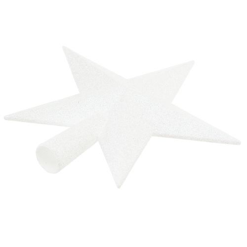 Artikel Sprankelende witte boomtopper 19 cm - onbreekbaar en glinsterend, perfect voor elegante kerstversieringen