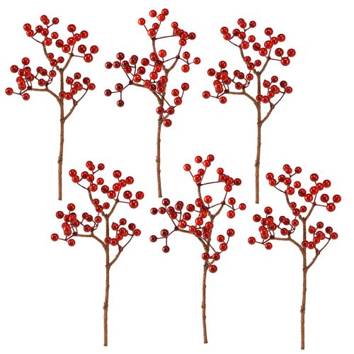 Artikel Helderrode bessentakken – Ideaal voor feestelijke decoraties, 30 cm – Set van 6