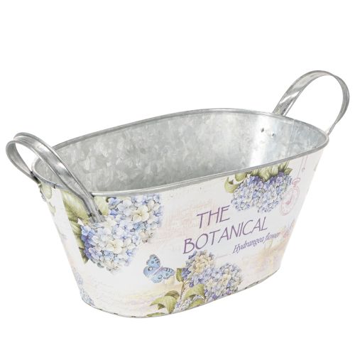 Floristik24 Ovale metalen bloemenvaas met handvatten, voor hortensia's, 32×15×15 cm