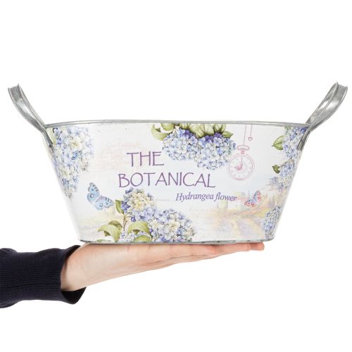 Artikel Ovale metalen bloemenvaas met handvatten, voor hortensia's, 32×15×15 cm