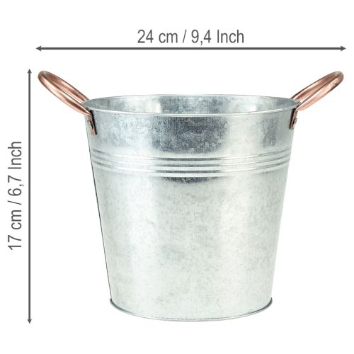Artikel Metalen bloempot met handvatten, decoratieve emmer, Ø16cm H15cm