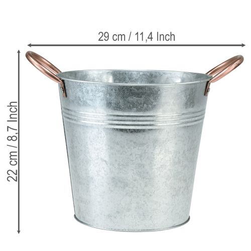 Artikel Metalen bloempot met handvatten, decoratieve emmer, Ø21cm H19,5cm