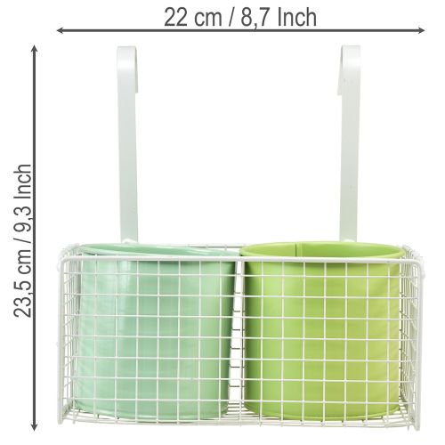 Artikel Hangende metalen bloempot, groen, balkondecoratie, L22cm H23,5cm