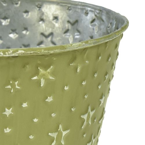Artikel Bloempot metalen plantenbak sterren groen zilver Ø16cm