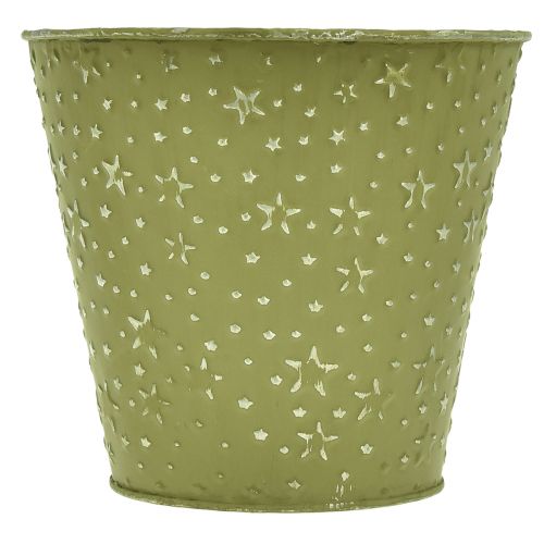 Artikel Bloempot metalen plantenbak sterren groen zilver Ø16cm