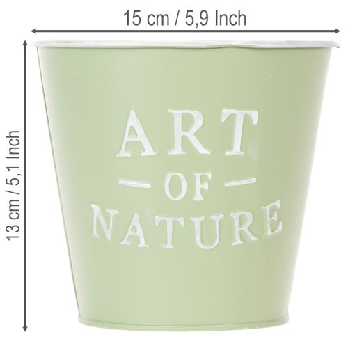 Zinken bloempot, mintgroen, Ø15cm, H13,5cm | Floristik24.nl