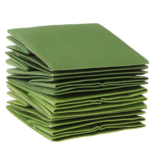 Artikel Bloementas groen olijfgroen geribd met folie 10,5cm 6 st