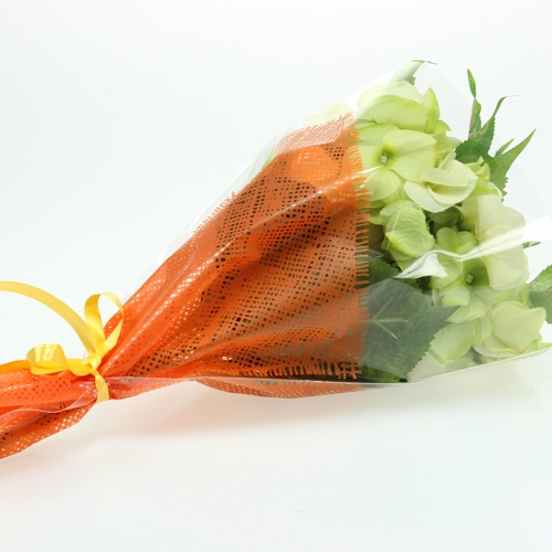 Artikel Bloementas jute patroon oranje L40cm B12-30 50 st