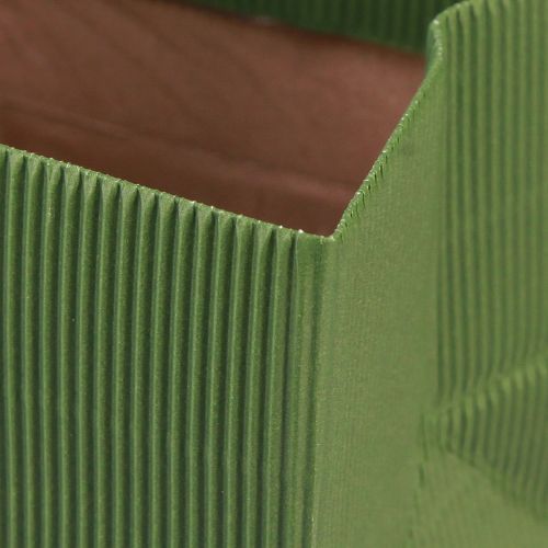 Floristik24 Bloempotpapier geribbeld olijfgroen 12cm 6 st