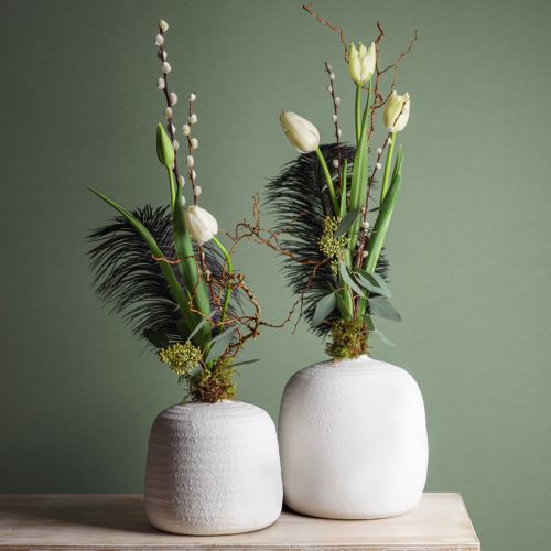 Artikel Bloemenvaas, keramische vaas, decoratieve vaas wit Ø22cm H22,5cm