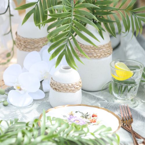 Artikel Bloemenvaas witte keramische zeegras tafelvaas H10,5cm 2 stuks