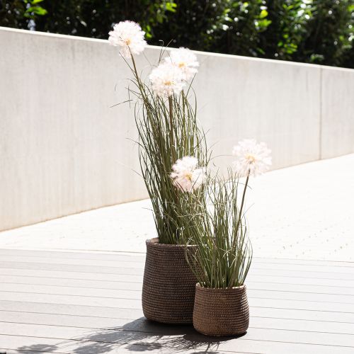 Artikel Boho bloempot cachepot keramiek gevlochten look Ø9cm H10.5cm 2st
