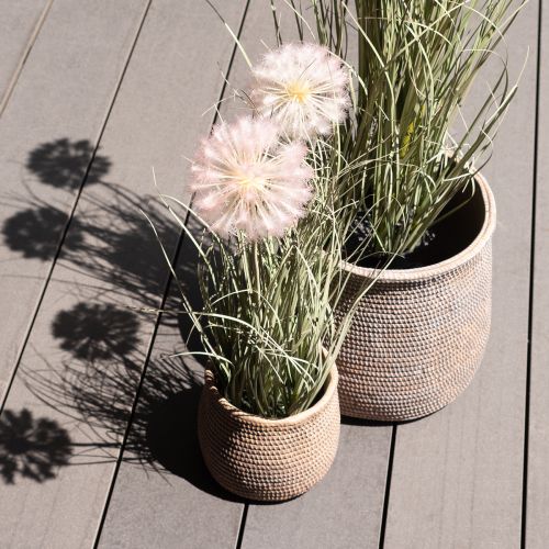 Floristik24 Boho bloempot gevlochten patroon plantenbak keramiek Ø12cm H14cm 2st