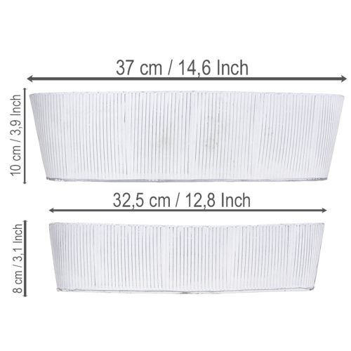 Artikel Ovale metalen kom in wit en zilver, 32,5 cm/37 cm, set van 2.