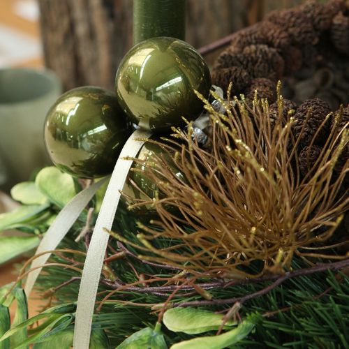 Artikel Kerstboomballen glas glanzend in olijf & zilvergrijs 5 cm 24 stuks