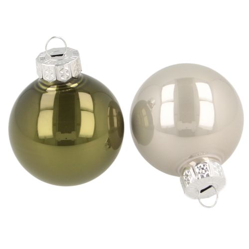 Floristik24 Kerstballen mini glas groen zilver 4 cm 24 stuks