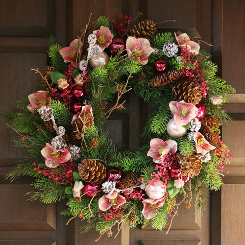 Elegant boeket roze kerstrozen – 35 cm 6 st.