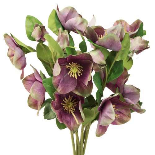Kerstrozen Kunstsneeuwroos Paarse Bloem L35cm 6 st