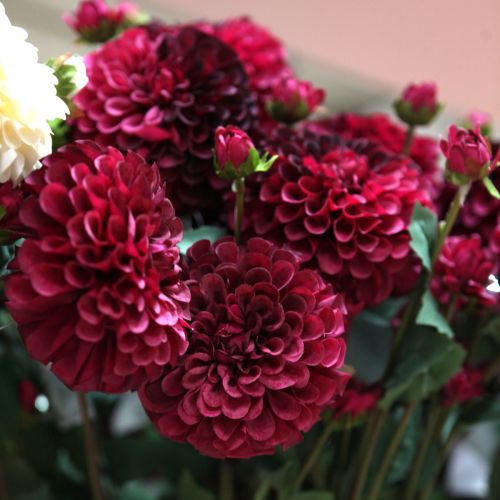 Artikel Dahlia kunstbloemen met paarse bloesem Ø10cm L80cm 2 stuks