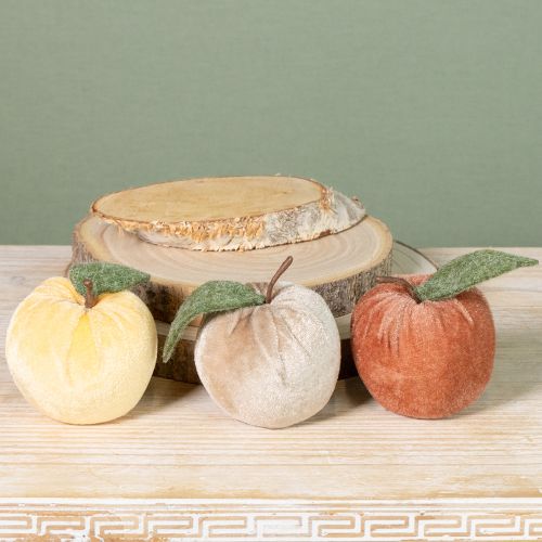 Artikel Decoratieve Appelfluweel met Blad Bruin Geel Ø7,5cm H9cm 9 st.