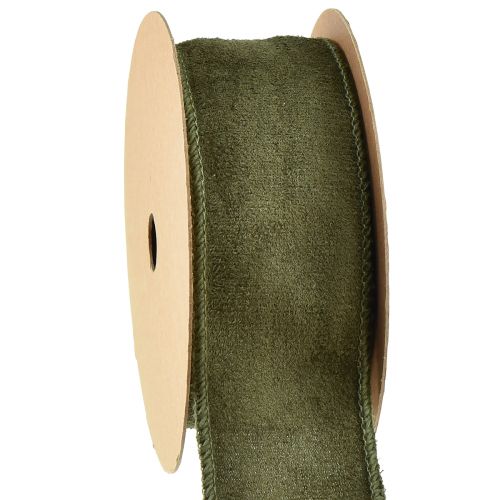 Floristik24 Stoffen lint fluweel decoratief lint groen sieradenlint B50mm L8m