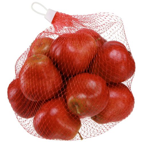 Artikel Decoratieve peren decoratief fruit rood in net Ø5,5cm H6,5cm 6 st